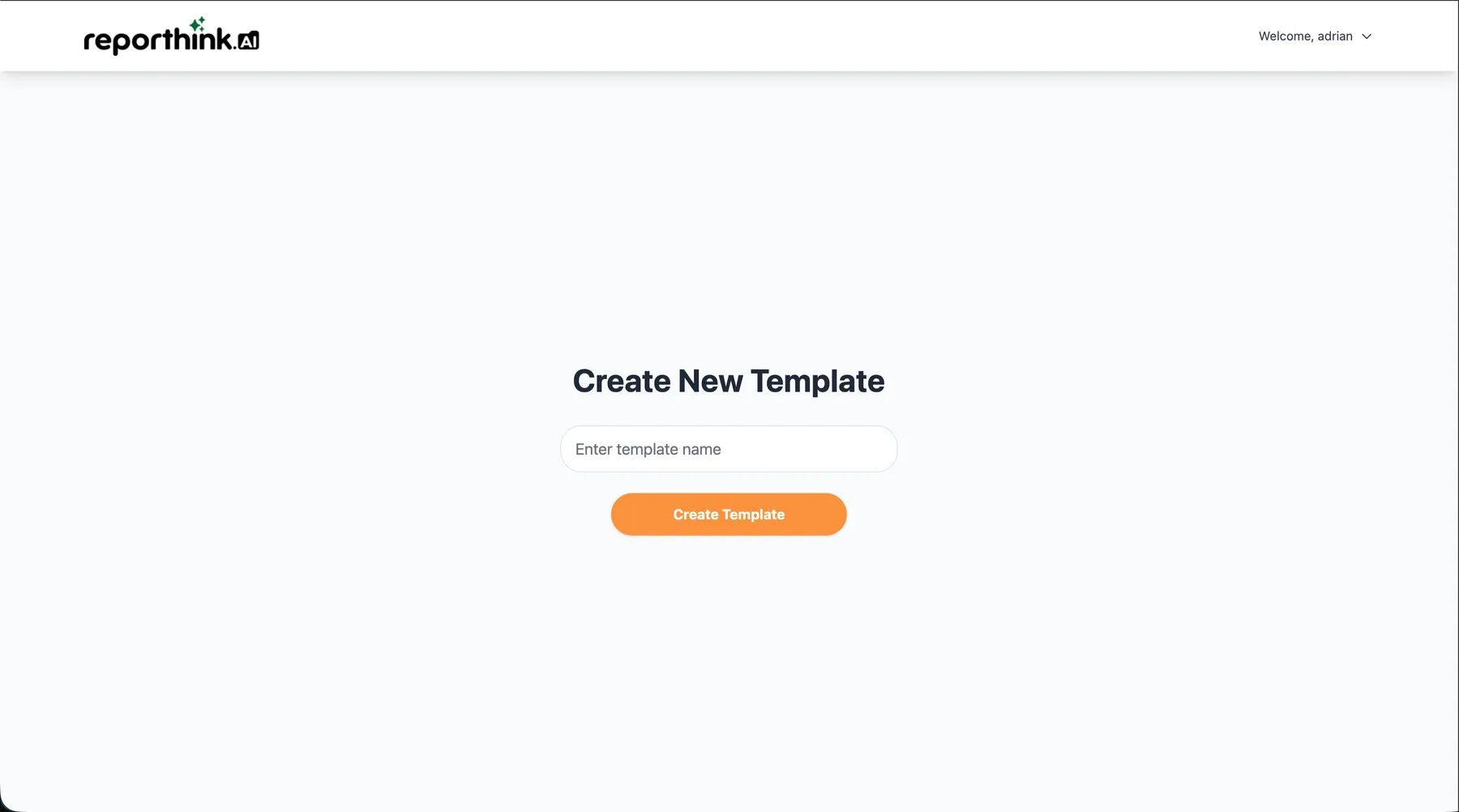 Create New Template: a single name field and a Create Template button