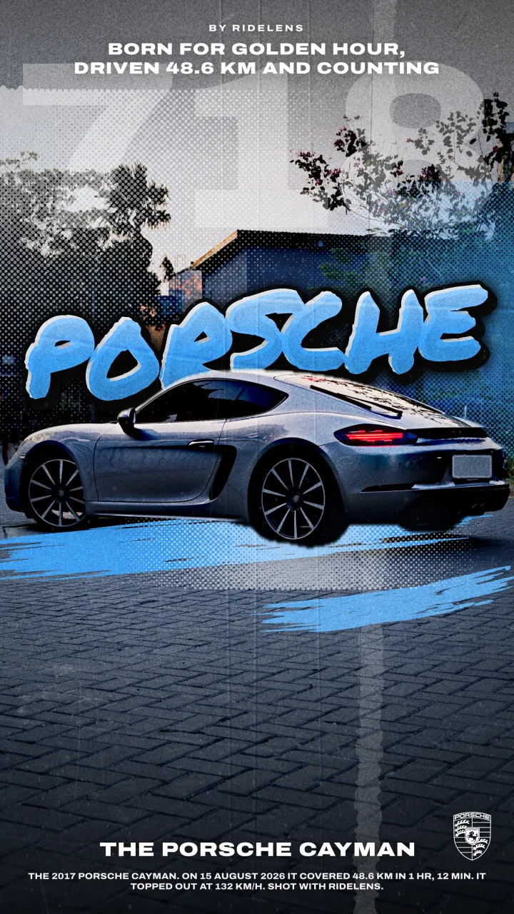 ‘Wildstyle’ poster: graffiti Porsche lettering and a blue paint stroke behind the car