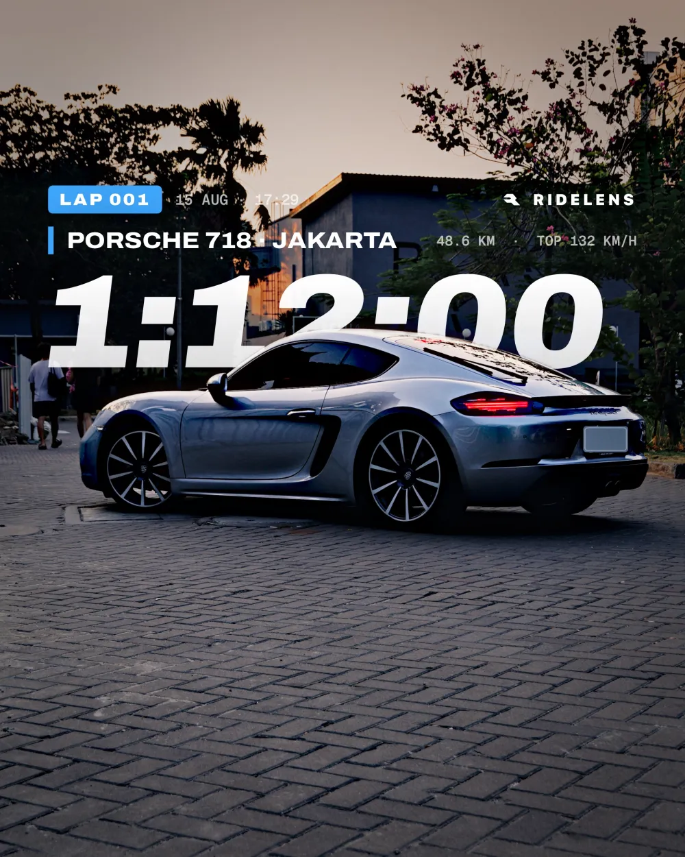 Lap sticker: a big 1:12:00 lap time over the Cayman